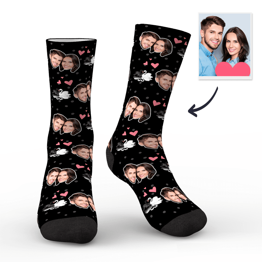 Valentinstag Geschenk Paar Kundendefinierte Schwan Gesicht Foto Socken