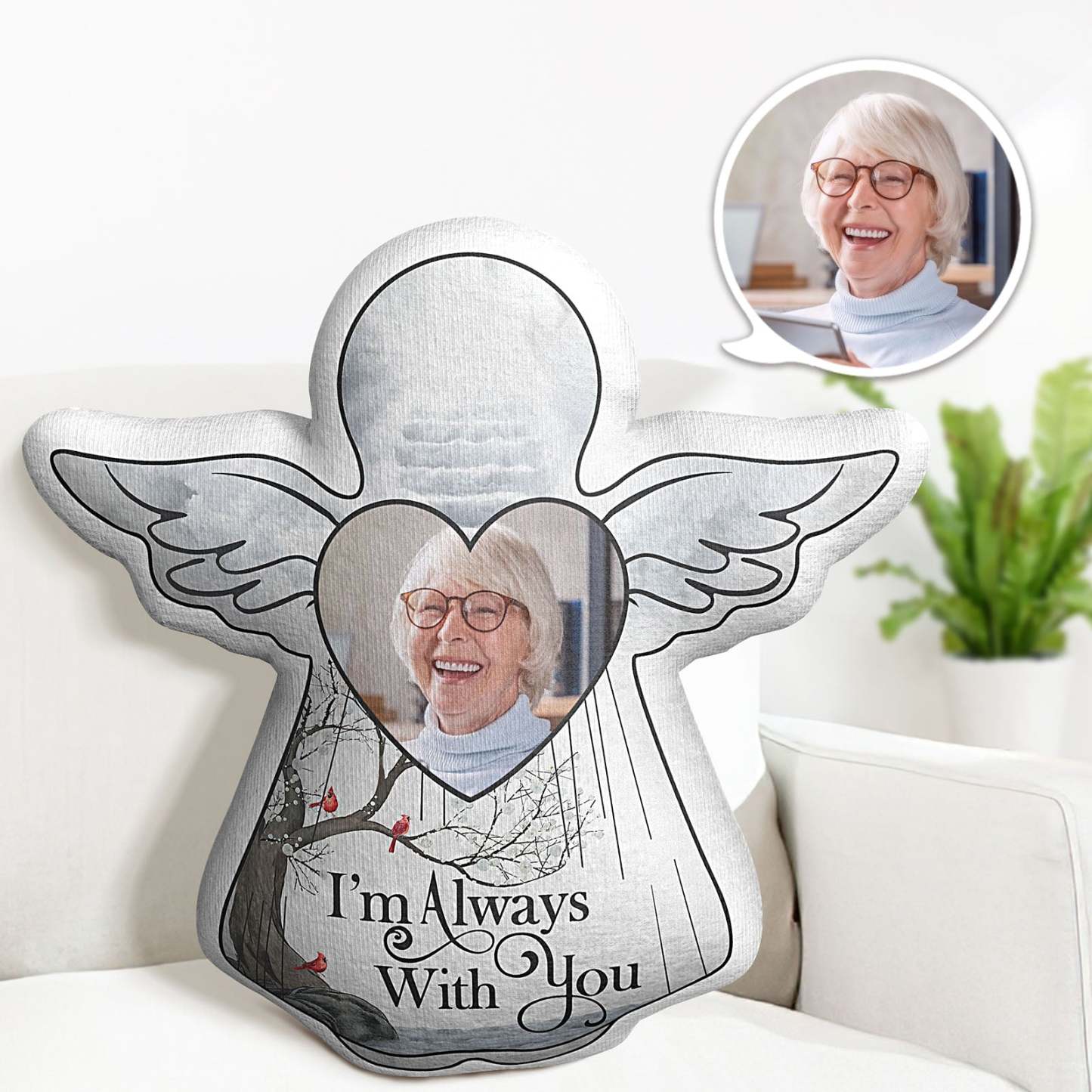 Personalisiertes Fotokissen „ich Bin Immer Bei Dir“, Erinnerungsgeschenk Für Familie, Freunde, Personalisiertes Kissen - dephotoblanket