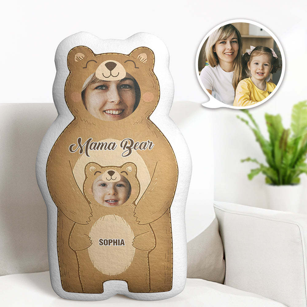 Benutzerdefiniertes Fotokissen Bär Mama Mit Kindern, Personalisierte Namen, Geschenke Für Mama - dephotoblanket