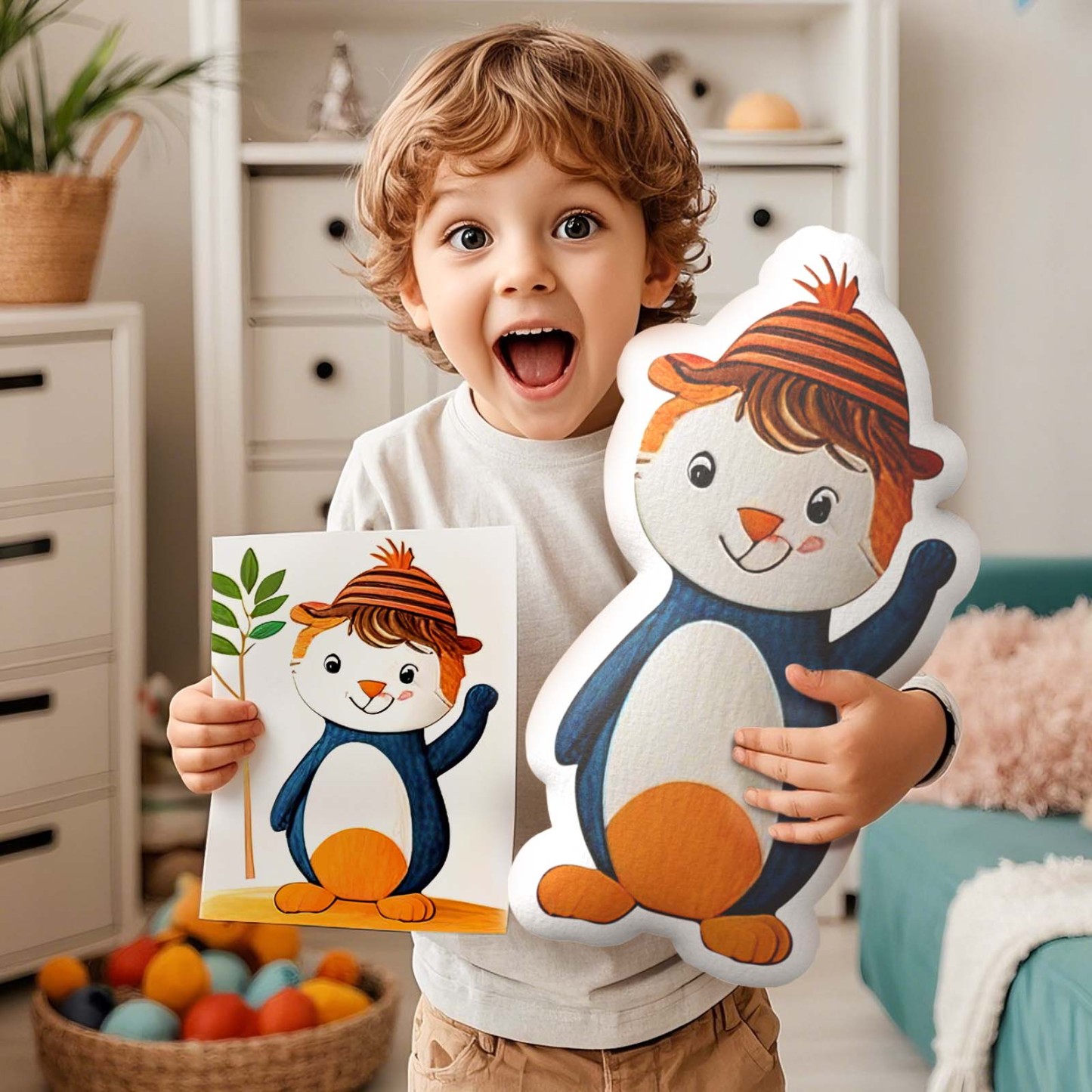 Benutzerdefiniertes Plüschtier Mit Zeichnung Und Geräuschen Für Kinder – Personalisierte Puppe In Form Einer Handgezeichneten Aufnahme - dephotoblanket