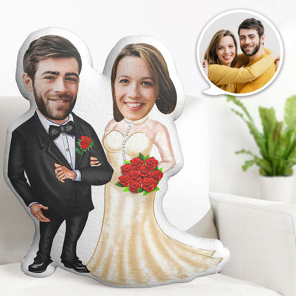 Valentinstag-geschenke Kundenspezifisches Foto-kissen Personalisiertes Gesichts-kissen Kundenspezifisches Hochzeits-kleider-kissen - dephotoblanket