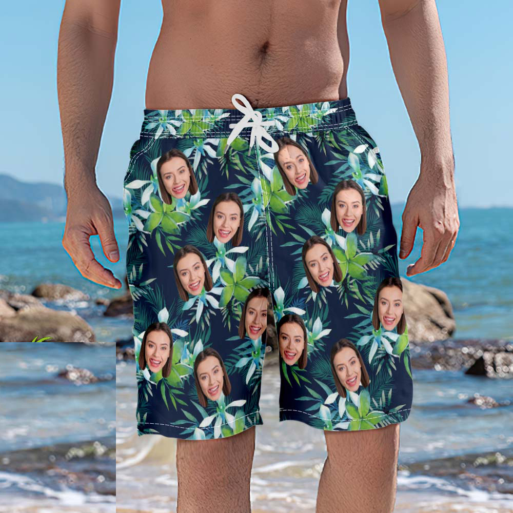 Herren Custom Face Beach Trunks Fotoshorts – Kokosnussbaum - dephotoblanket