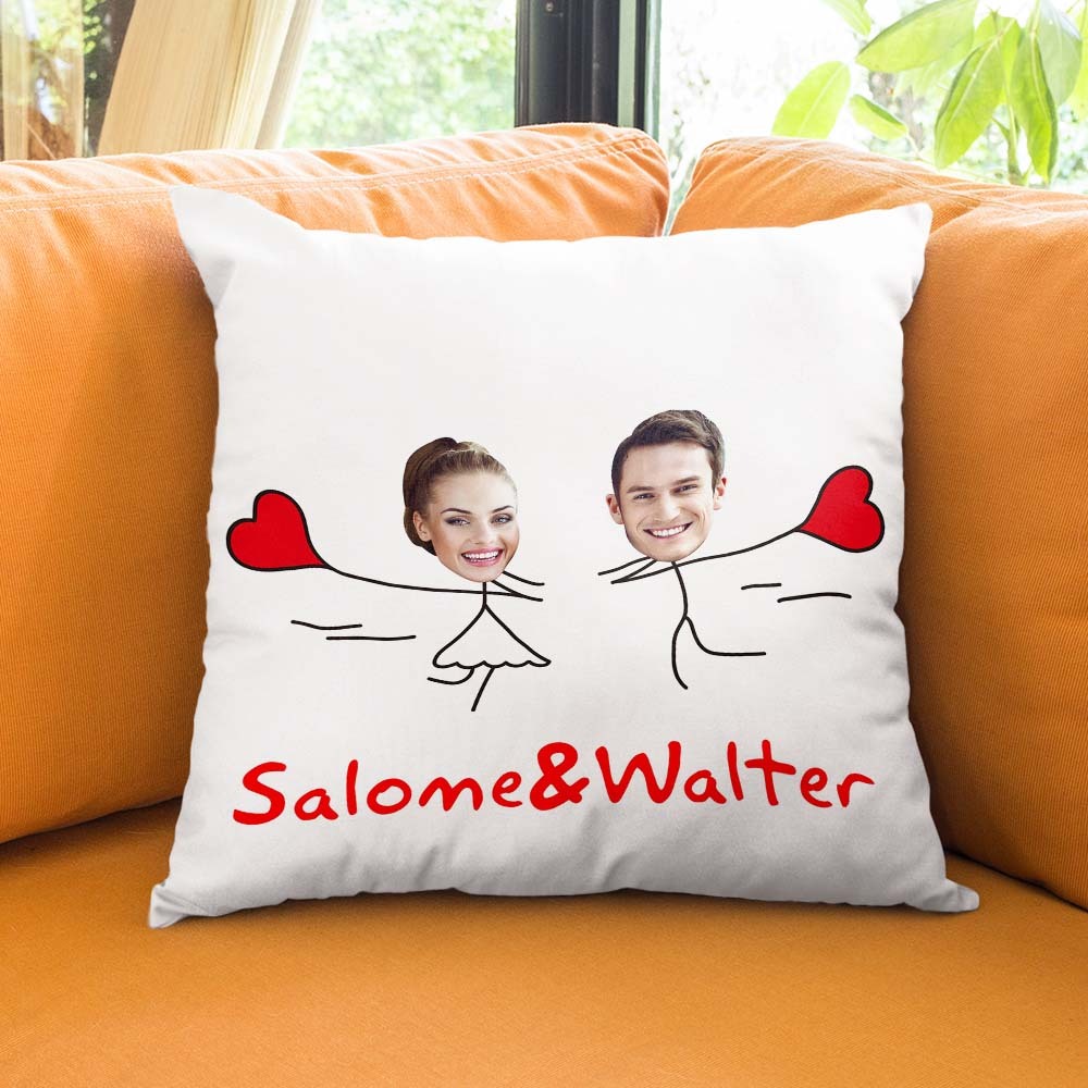 Custom Matchmaker Face Pillow Love Balloon Run Personalisiertes Paar Foto Und Text Dekokissen Valentinstagsgeschenk - dephotoblanket