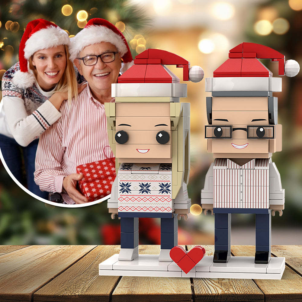 Benutzerdefinierte Ganzkörper-weihnachtssteinfigur 2 Personen Kleinpartikelblock-spielzeug Brick Me Figuren Sonderedition - dephotoblanket
