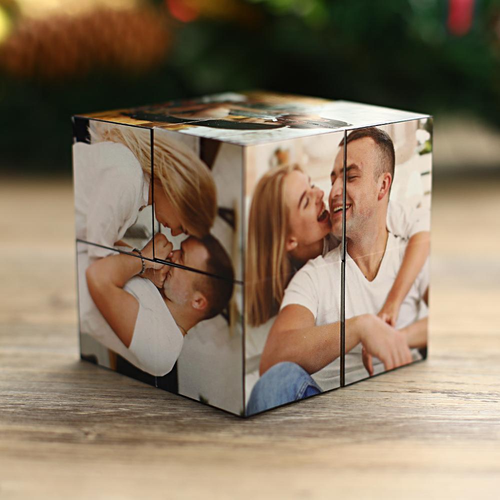 Personalisierter Foto-zauberwürfel, Holzwürfel, Herzform, Multifoto-würfel, Geschenke Für Sie - dephotoblanket