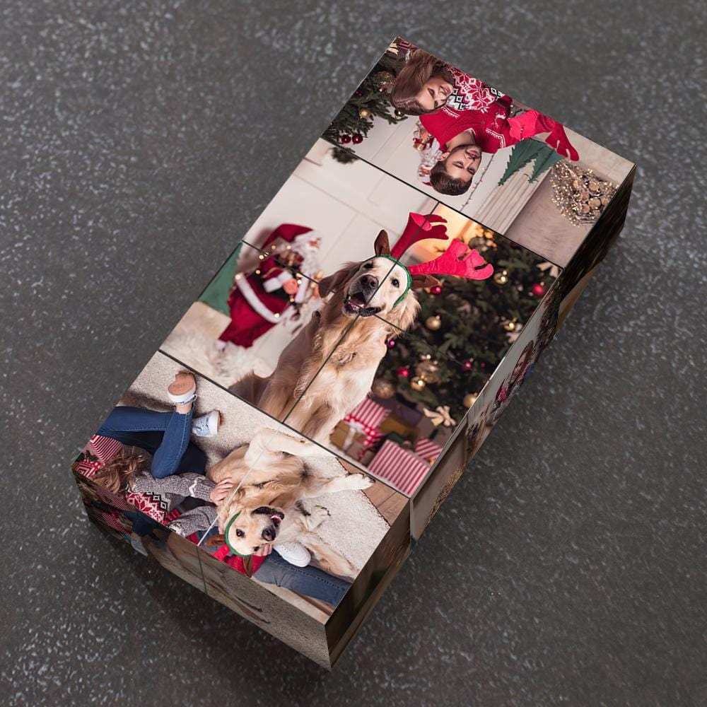 Hunde-gedenkgeschenk, Umdrehende Fotowürfel - dephotoblanket