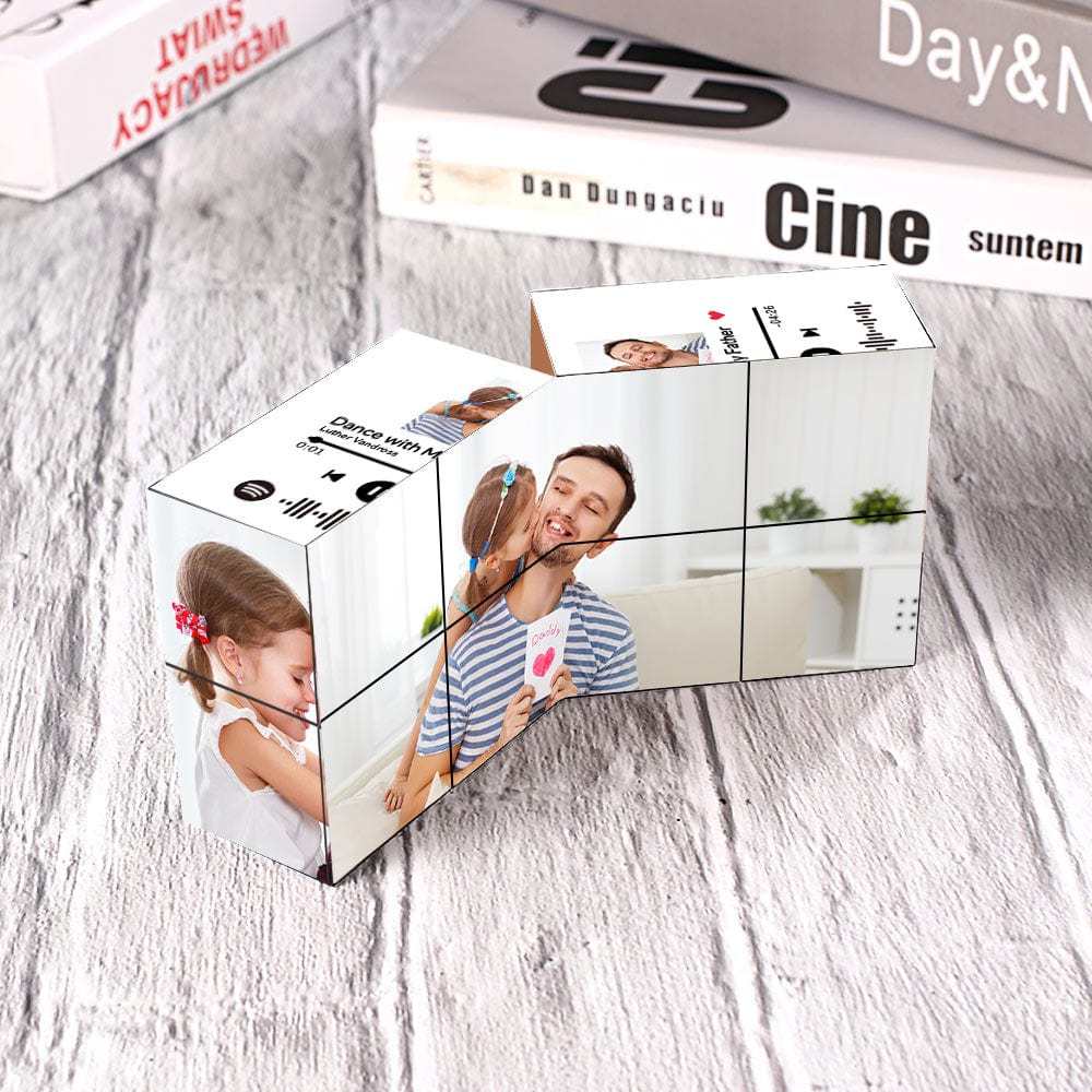 Benutzerdefinierter Magischer Fotowürfel Mit Spotify-code, Bildwürfel-geschenke Für Vater - dephotoblanket