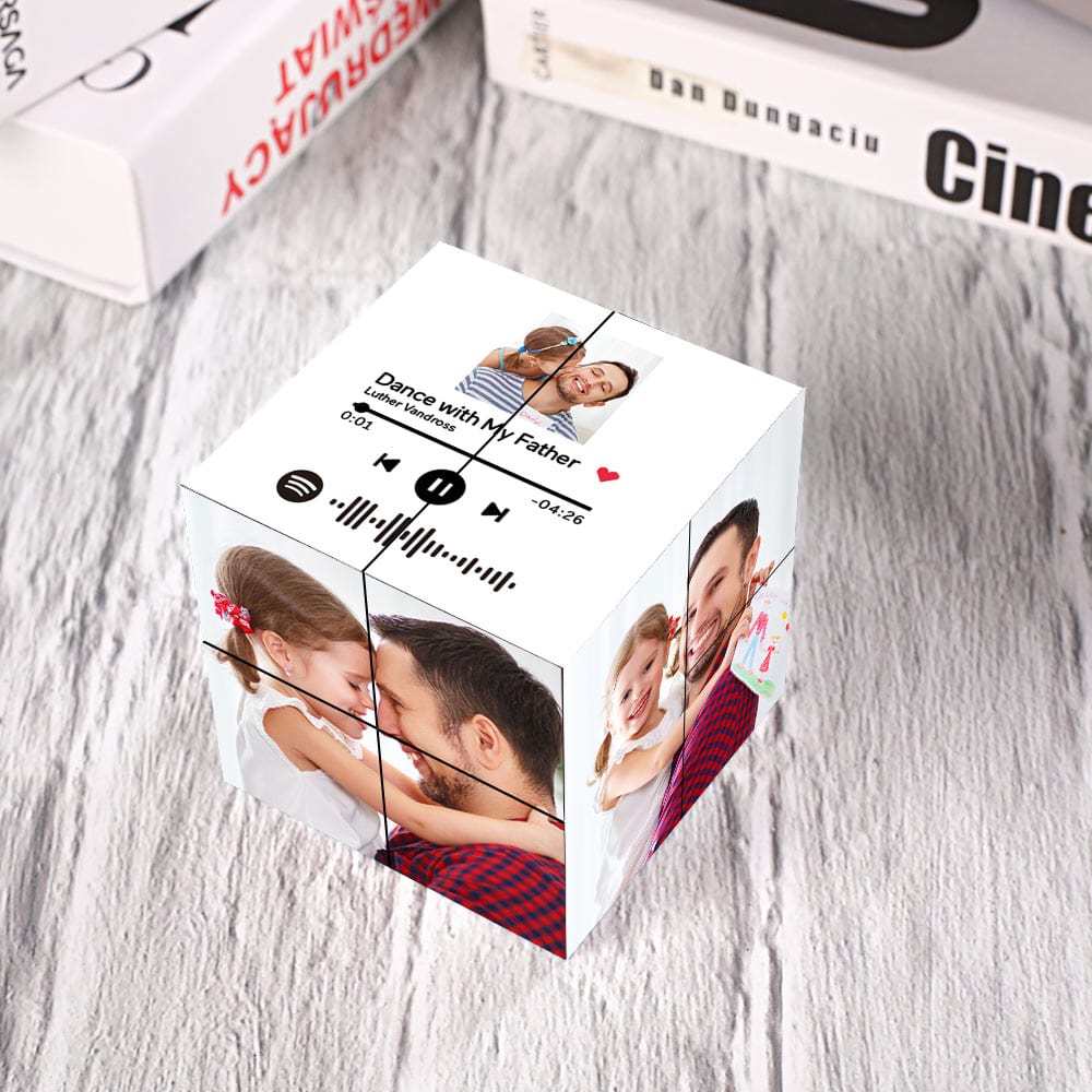 Benutzerdefinierter Magischer Fotowürfel Mit Spotify-code, Bildwürfel-geschenke Für Vater - dephotoblanket