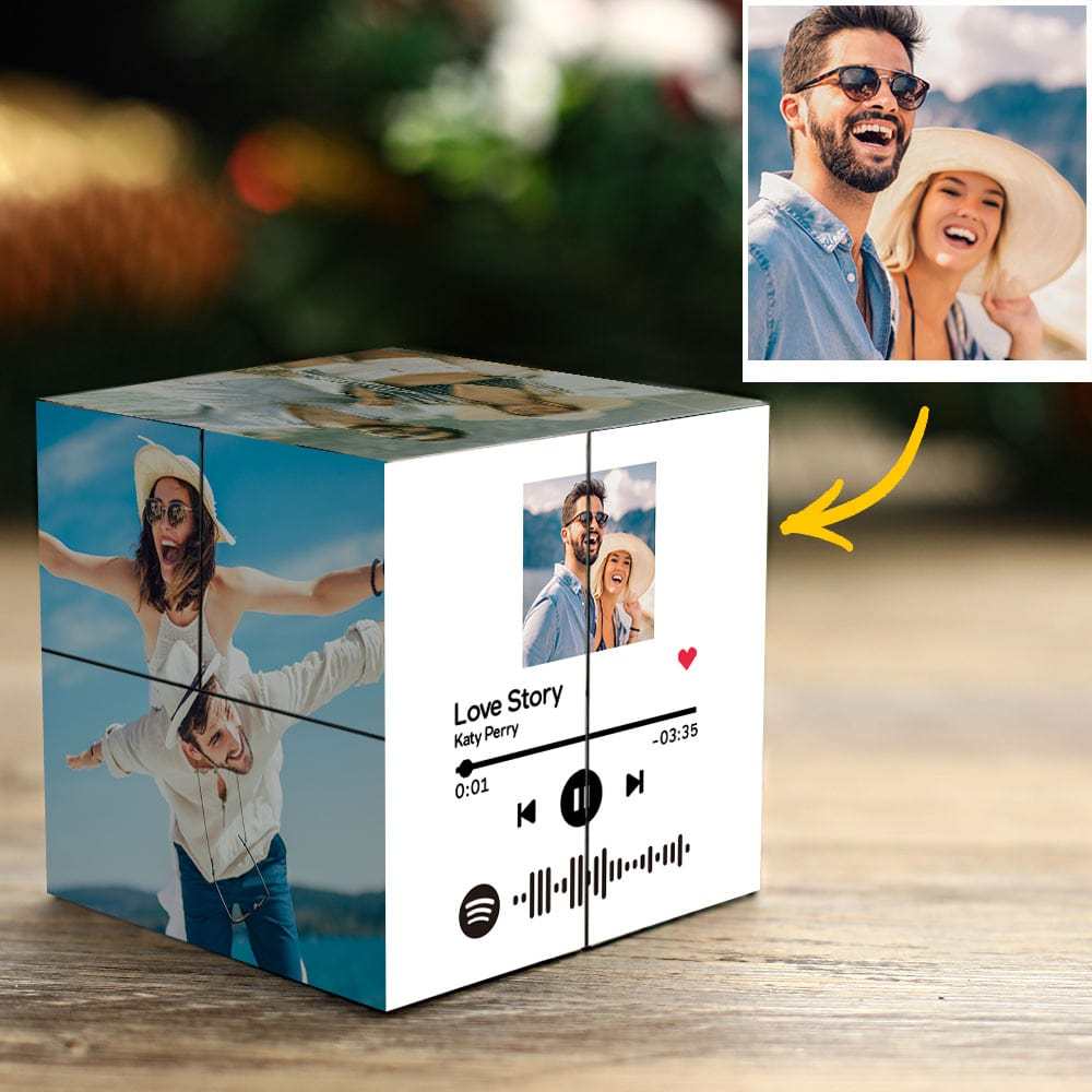 Personalisierter Fotowürfel Mit Spotify-code, Magischer Fotowürfel, Geschenk Für Paare - dephotoblanket