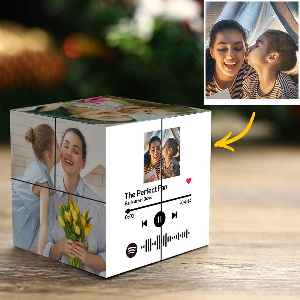 Benutzerdefinierter Fotowürfel, Magischer Fotowürfel Mit Spotify-code, Geschenk Für Mutter - dephotoblanket