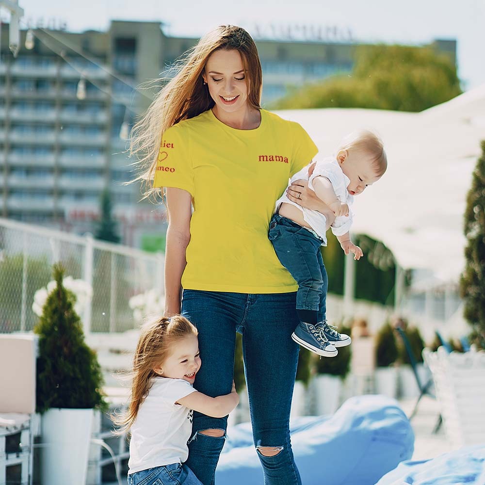 Individuell Graviertes T-shirt Mit Farbiger Stickerei Als Geschenk Zum Muttertag - dephotoblanket