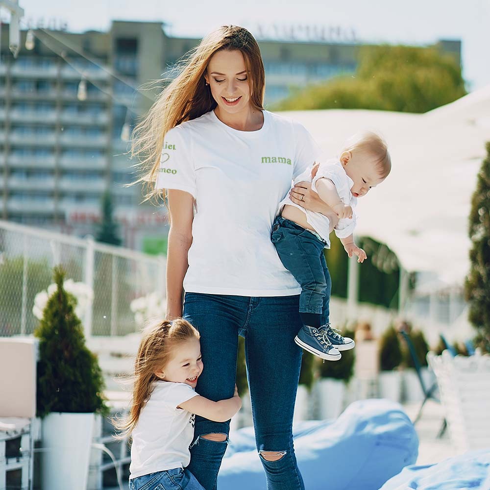 Individuell Graviertes T-shirt Mit Farbiger Stickerei Als Geschenk Zum Muttertag - dephotoblanket