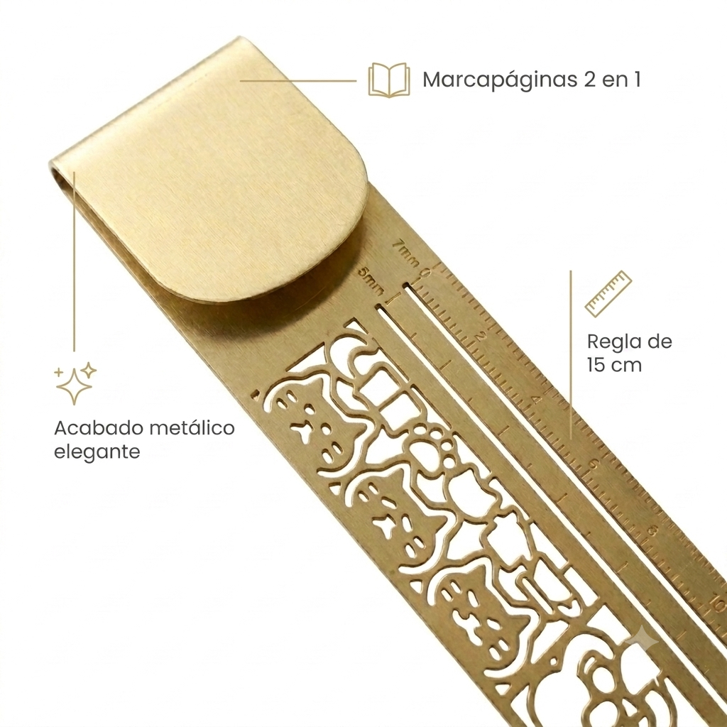 3-in-1 Cat Bookmark Ruler – Metal Cat Drawing Stencil & Reading Bookmark