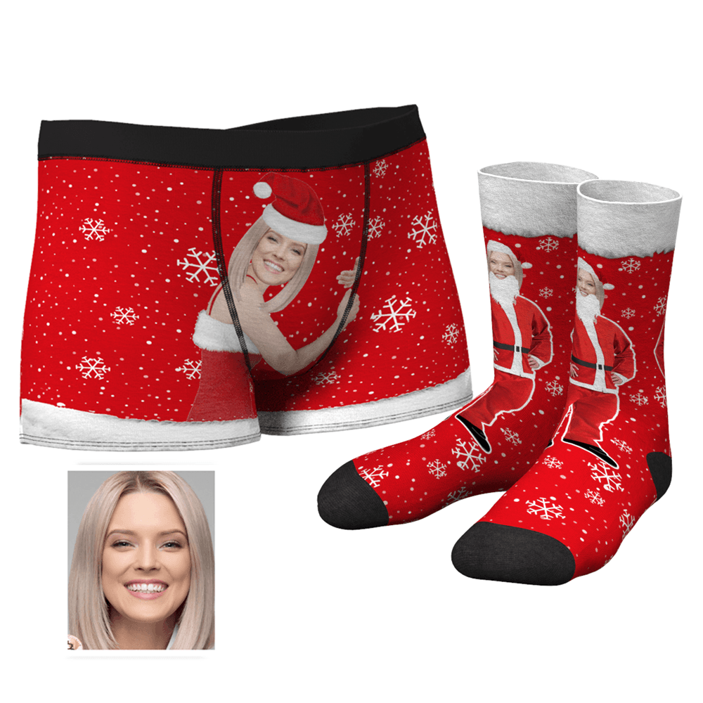 Foto Socken Gesicht Socken Fröhliche Weihnachten Herren Gesicht Auf Körper Boxershorts Socken Set - Beste Freundin