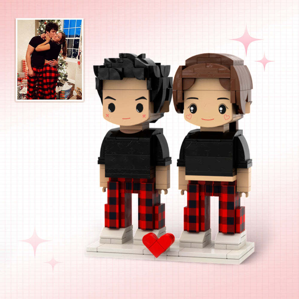 Geschenke Für Süße Paare, Personalisierbar, Ganzkörper-ziegelfiguren Für 2 Personen, Personalisierte Ziegelfiguren Mit Niedlichem Gesicht - dephotoblanket