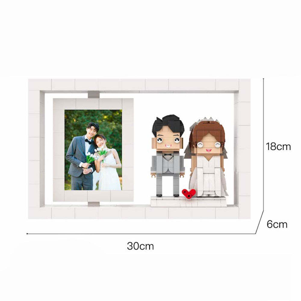 Ganzkörper Anpassbare 2-personen-ziegelfiguren, Fotorahmen, Universelles Ineinandergreifendes Kunststoffspielzeug, Heimdekoration, Brick Me-figuren, Geschenk Für Hochzeit, Braut - dephotoblanket
