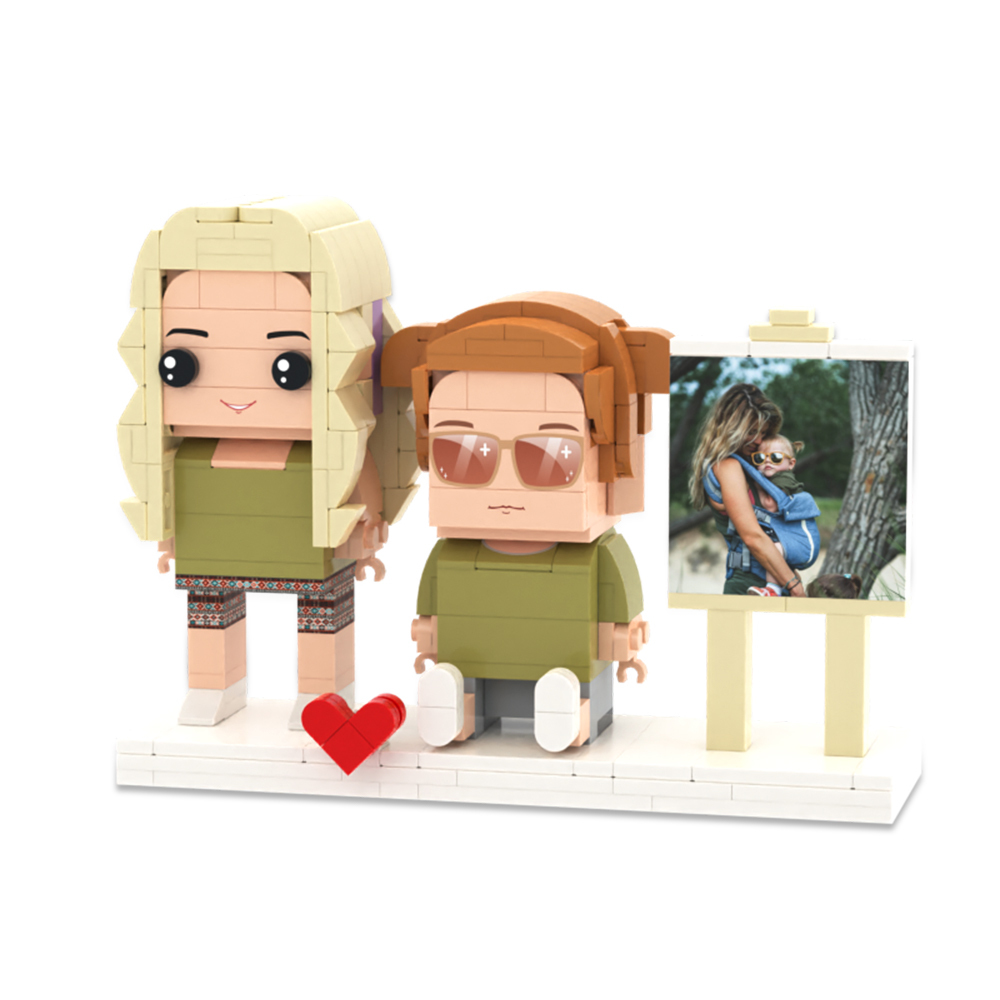 Individuell Gestaltbare Ganzkörper-spielfiguren Aus Bausteinen, Personalisierte Sitzende Spielfiguren Aus Bausteinen, Kinder Und Katze, Universelles Steckspielzeug Aus Kunststoff, Weihnachtsgeschenk - dephotoblanket