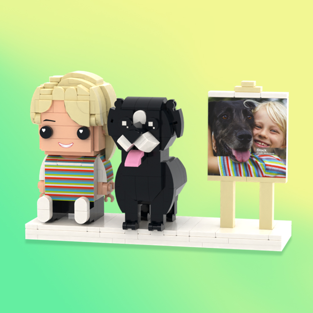 Personalisierte Ganzkörper-2-personen-mit-hund-steinfiguren. Benutzerdefinierte Sitzende Steinfiguren - dephotoblanket