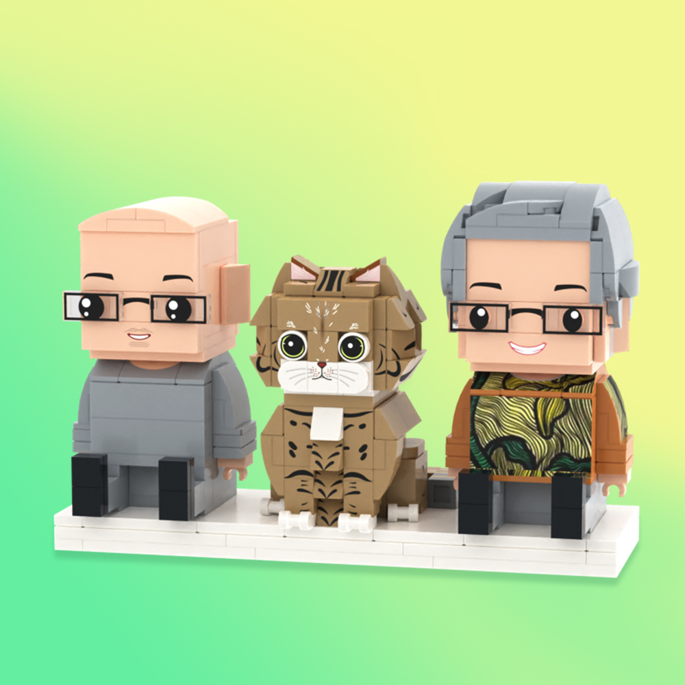 Individuell Gestaltbare Ganzkörper-spielfiguren Aus Bausteinen, Personalisierte Sitzende Spielfiguren Aus Bausteinen, Kinder Und Katze, Universelles Steckspielzeug Aus Kunststoff, Weihnachtsgeschenk - dephotoblanket