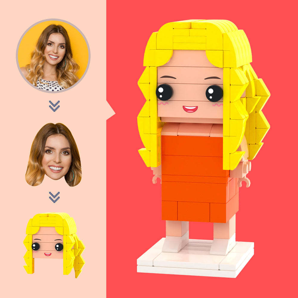 Kundenspezifischer Kopf Orange Rock Figuren Kleines Partikelblock-spielzeug Anpassbare Ziegelstein-kunst-geschenke - dephotoblanket