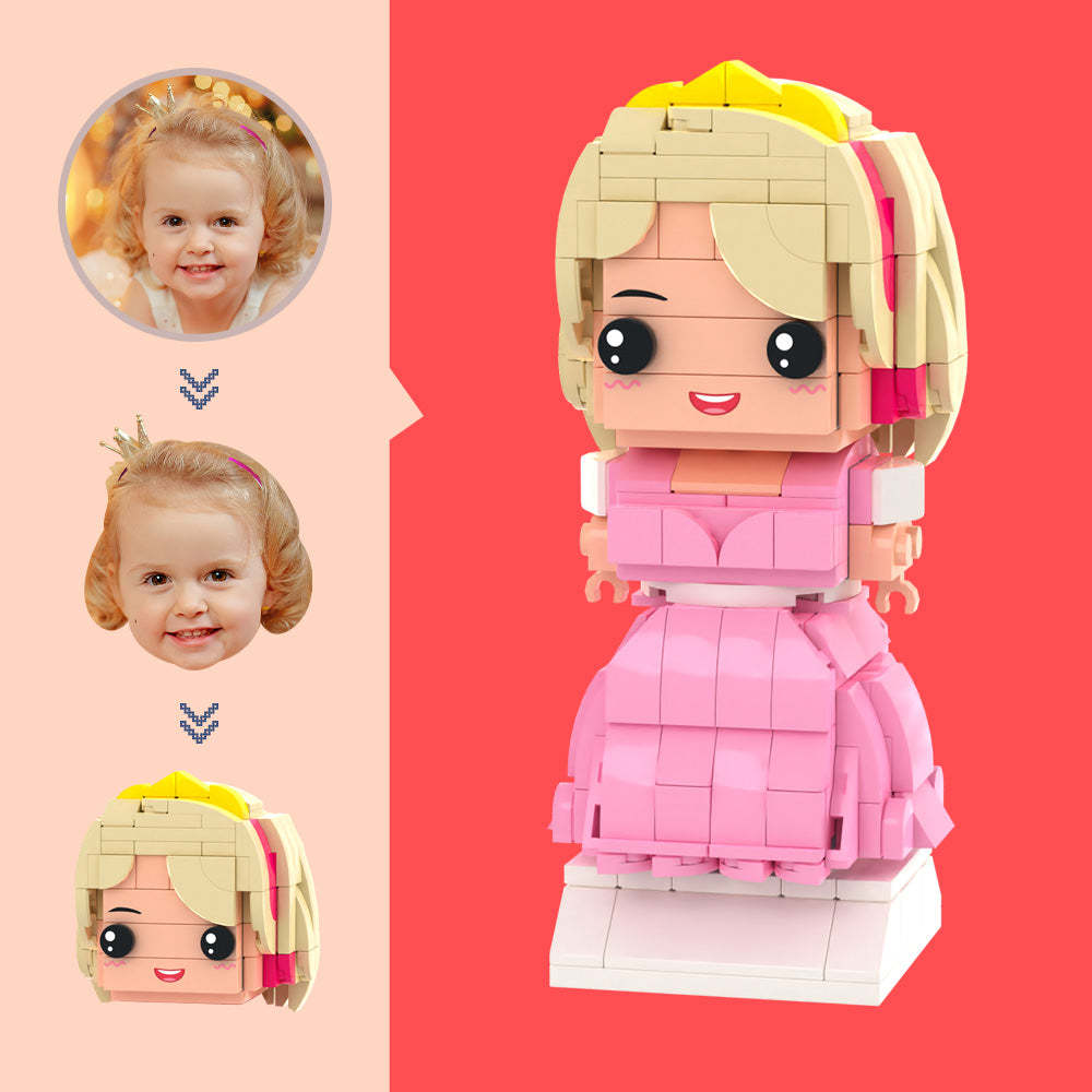 Customized Head Pink Dress Princess Figures Small Particle Block Toy Kundengerechte Backstein-kunst-geschenke - dephotoblanket