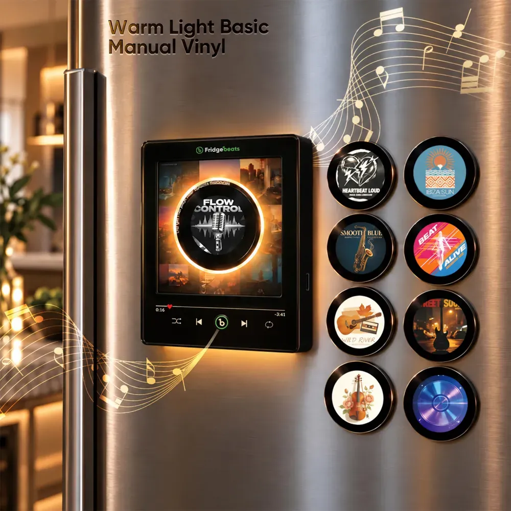 Personalized Vinyl Record Fridge Magnet - Custom Music Player Magnet with Photo, Song & Auto-Spin Options