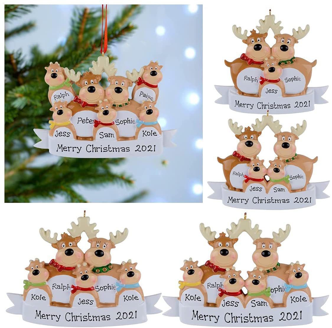 2021 Weihnachtsschmuck Rentierfamilie Anhänger Ornament Familie Von 2 3 4 5 6 Ornament Weihnachtsbaumschmuck - dephotoblanket
