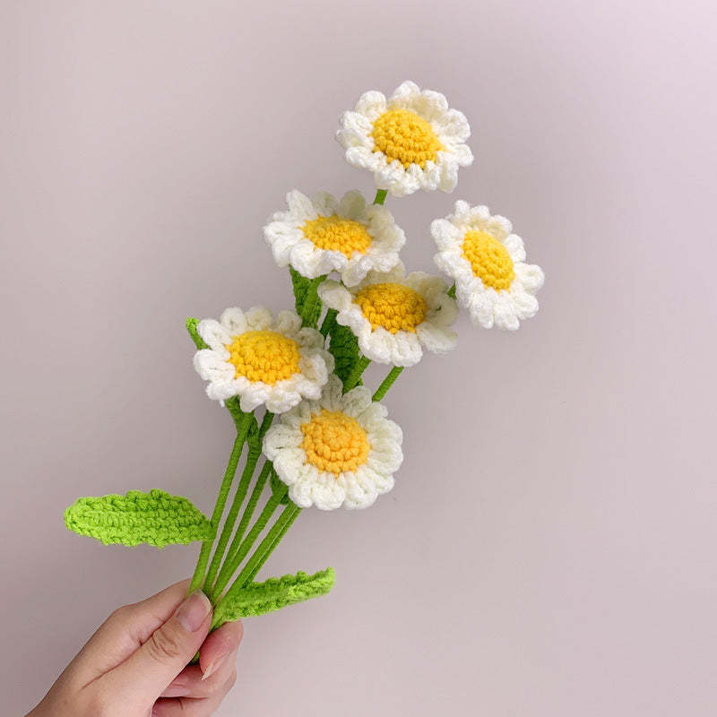 Kleine Gänseblümchen-häkelblume Handgemachtes Gestricktes Blumengeschenk Für Liebhaber - dephotoblanket