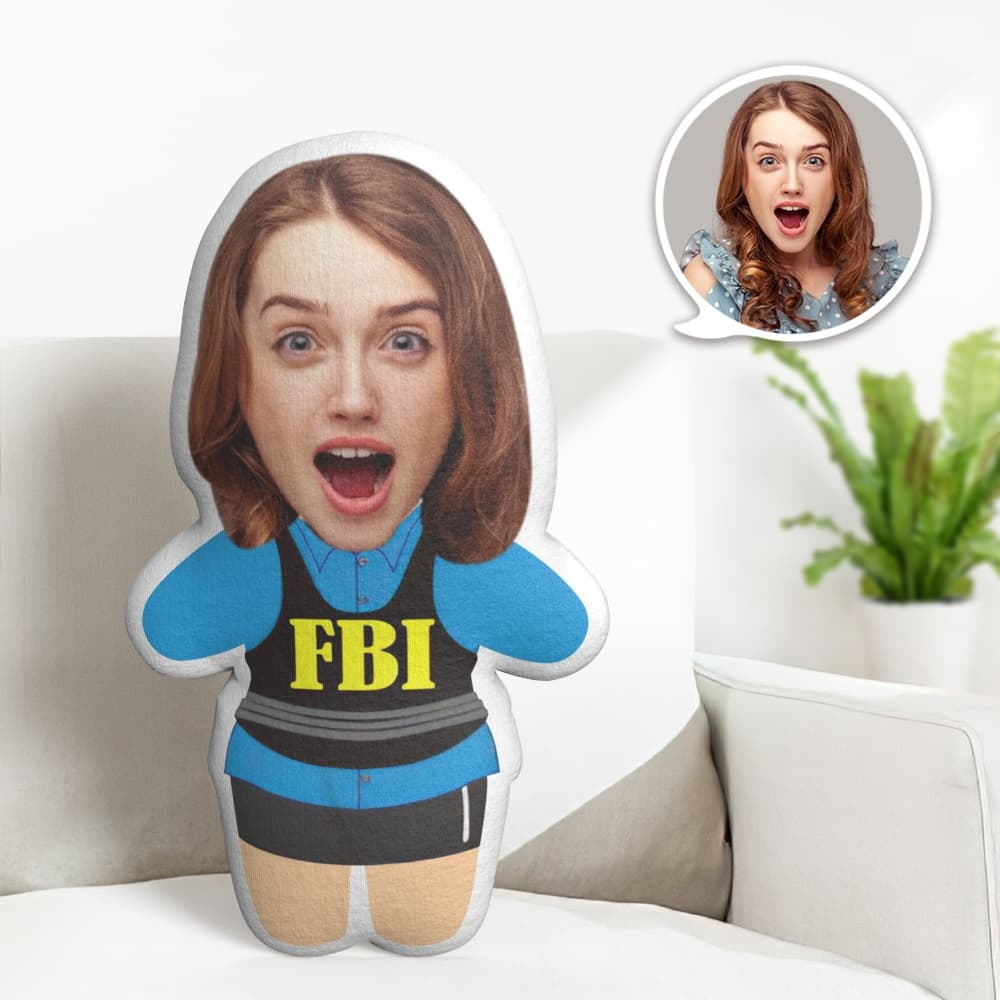 Fbi Agentin Minime Dekokissen Custom Face Pillow Personalisiertes Foto Minime Kissen - dephotoblanket