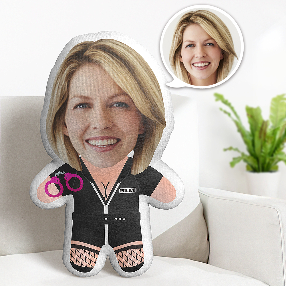 Schwarzer Anzug Sexy Girl Minime Teddy Kissen Custom Gesicht Personalisierte Foto Minime Puppe - dephotoblanket