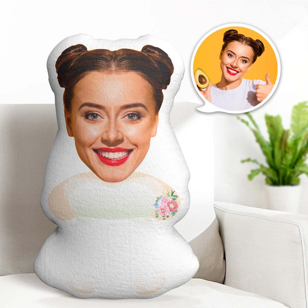 Benutzerdefinierte Gesicht Minime Teddy Kissen Hochzeitskleid Braut Personalisierte Foto Minime Puppe - dephotoblanket