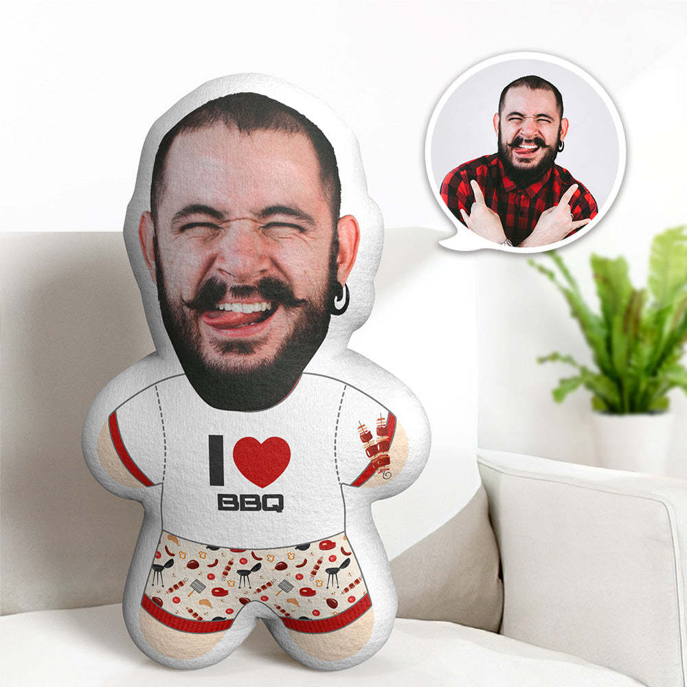 Minime-kissen Mit Individuellem Gesicht, I Love Bbq, Personalisiertes Foto, Minime-puppe, Stofftiere - dephotoblanket
