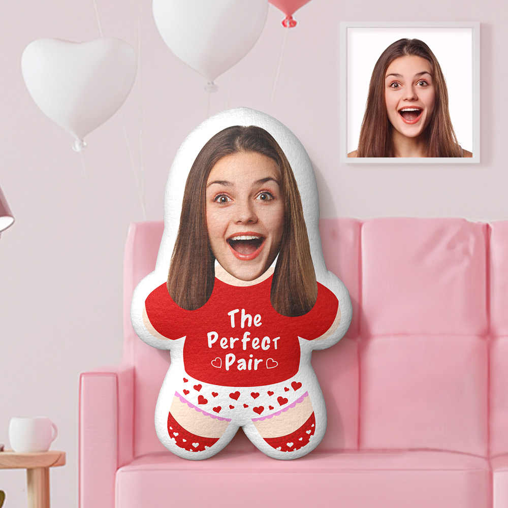 Benutzerdefiniertes Minime-wurfkissen, Perfektes Paar Weibliches Gesichtskissen, Personalisiertes Minime-kissen Mit Foto - dephotoblanket