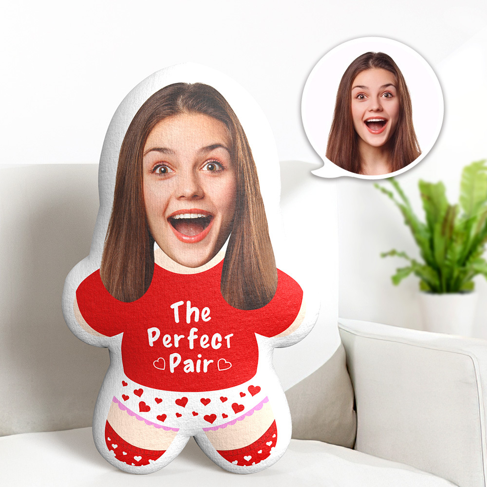 Benutzerdefiniertes Minime-wurfkissen, Perfektes Paar Weibliches Gesichtskissen, Personalisiertes Minime-kissen Mit Foto - dephotoblanket