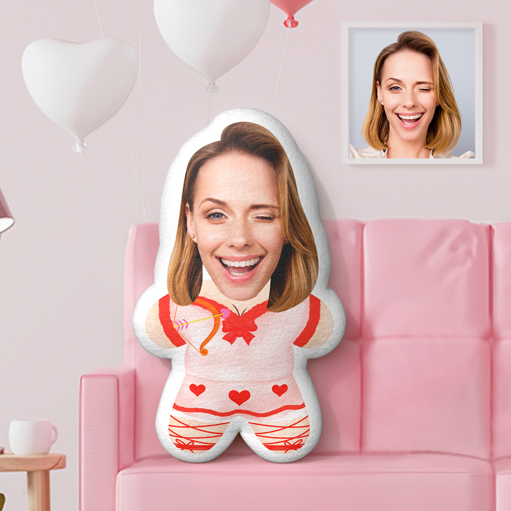 Personalisiertes Minime-wurfkissen, Amor-mädchen-gesichtskissen, Personalisiertes Minime-kissen Mit Foto - dephotoblanket