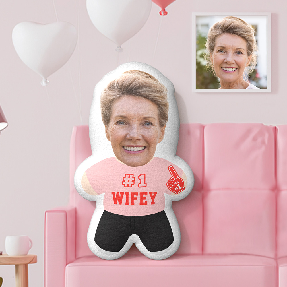 Benutzerdefiniertes Minime-wurfkissen #1 Wifey-gesichtskissen, Personalisiertes Foto-minime-kissen - dephotoblanket