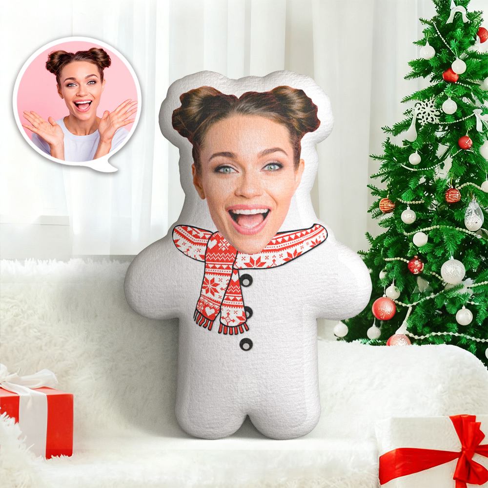 Schneemann-gesicht-kissen Mit Personalisiertem Foto – Minime-kissen Als Weihnachtsgeschenk - dephotoblanket
