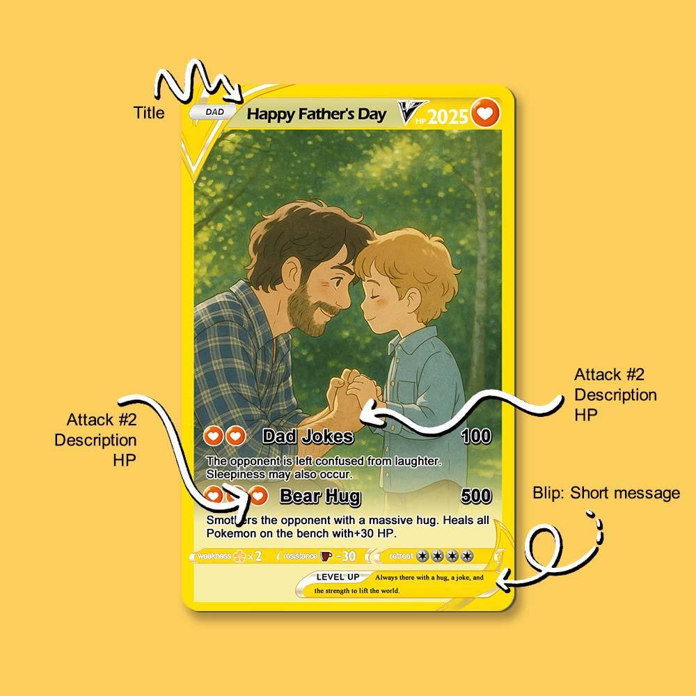 Pokemon-karte Zum Vatertag, Personalisierte Pokemon-karte, Geschenk Für Papa, Vatertagsgeschenk, Personalisiertes Poke-geschenk