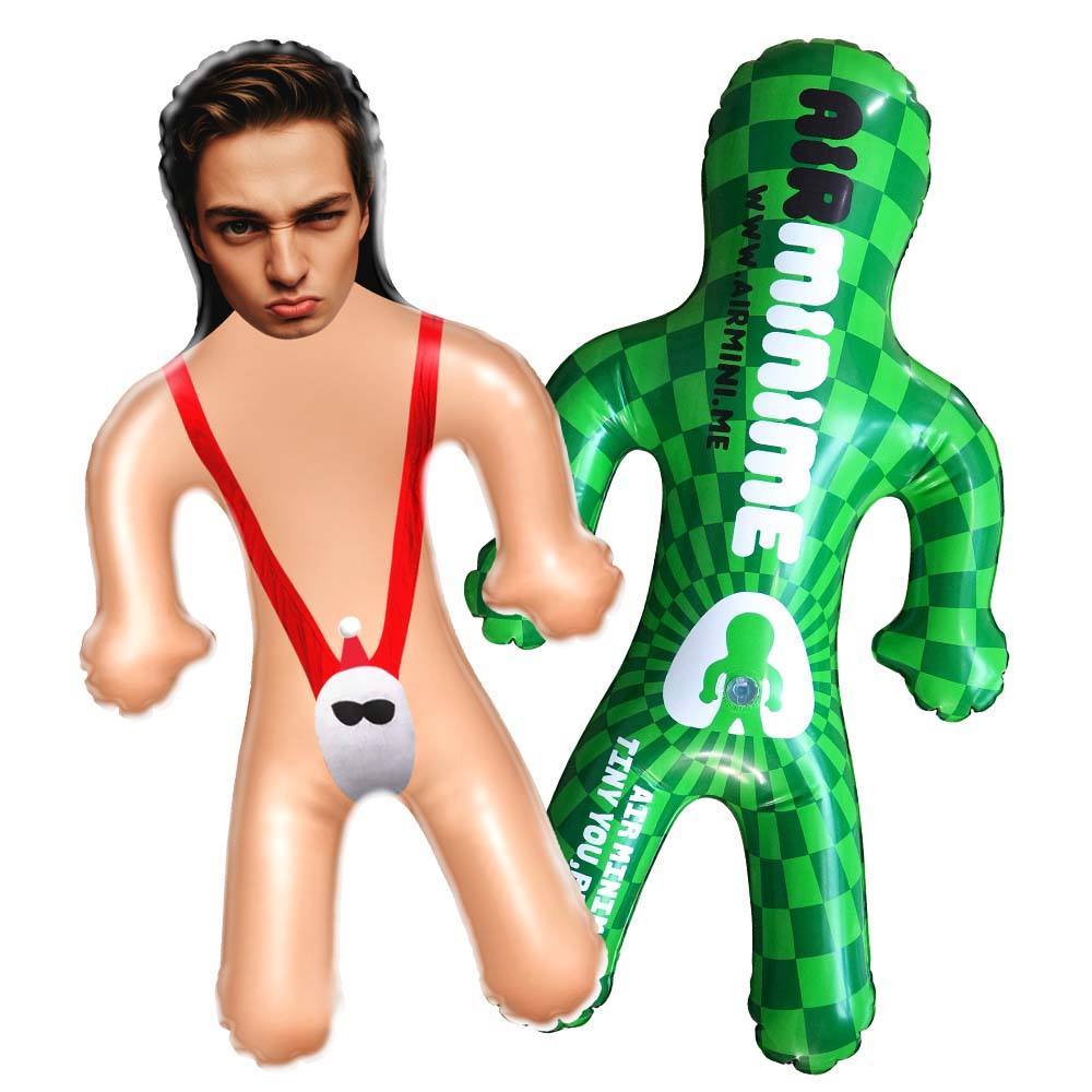 Personalisierte Sexy Santa Mankini Blow Up Puppe, Individuelles Gesicht, Luftminime-puppe, Lustige Aufblasbare Puppe, Weihnachtsgeschenk - dephotoblanket