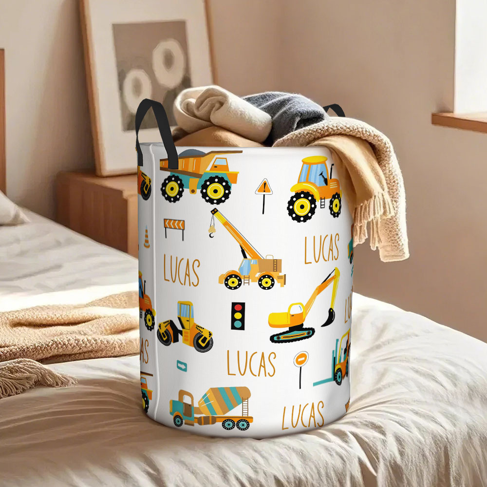 Individueller Wäschekorb Mit Baufahrzeugen Für Kinder - dephotoblanket