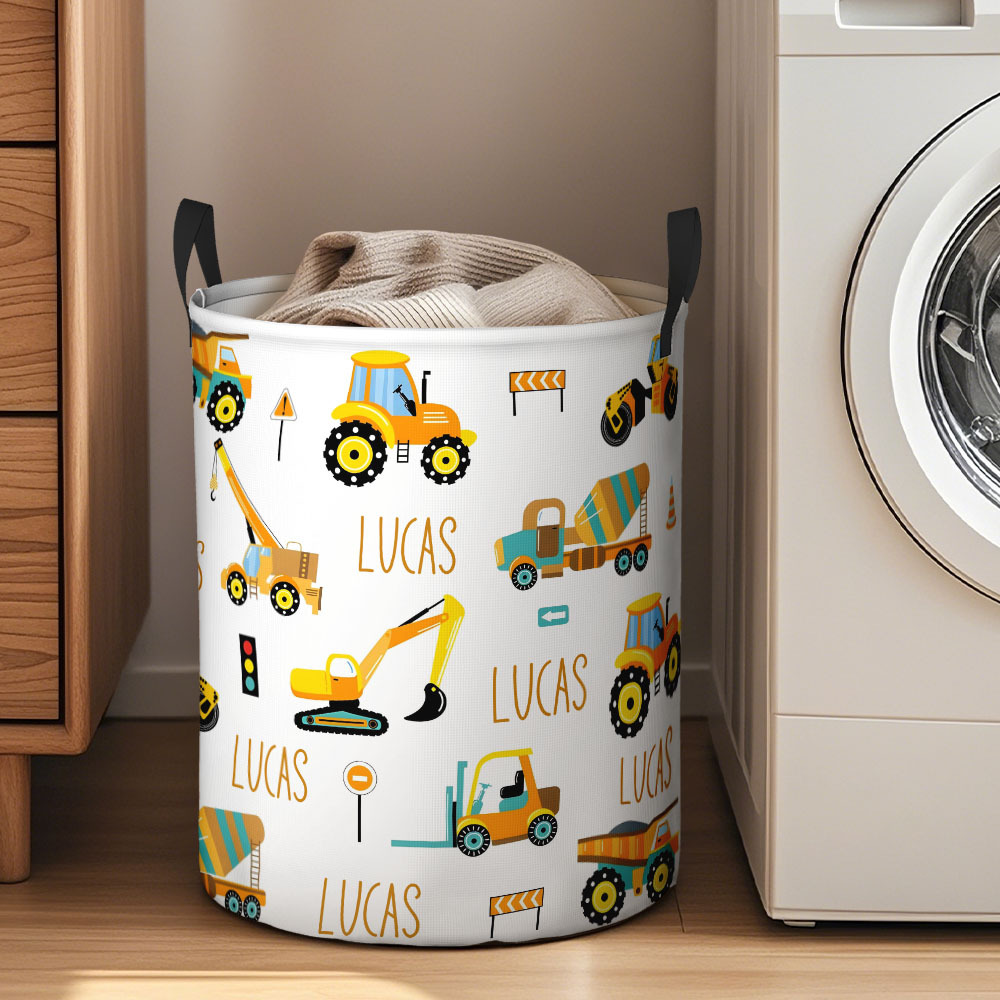 Individueller Wäschekorb Mit Baufahrzeugen Für Kinder - dephotoblanket