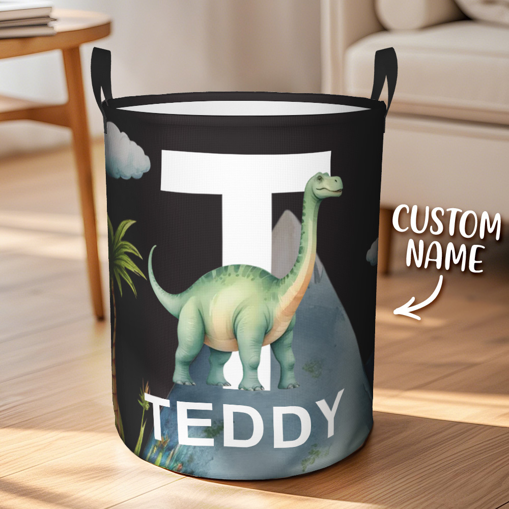 Personalisierter Wäschekorb Mit Dinosaurier-tiermotiv, Großes Spielzeug, Wasserdichtes Oxford-tuch, Babyparty, Einweihungsgeschenk Für Familienkinder - dephotoblanket