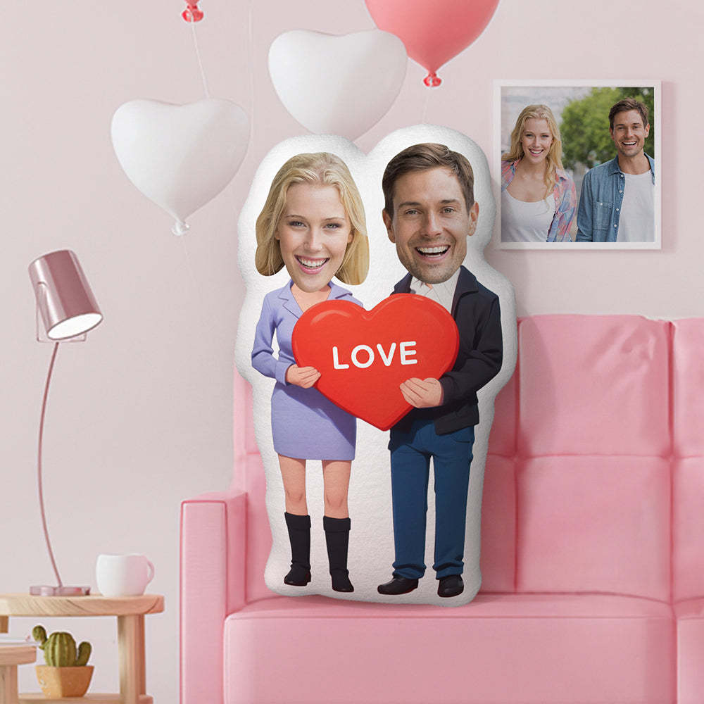 Kundenspezifisches Valentinstag-geschenkkissen, Gesichtskissen, Liebesherz-paarkissen - dephotoblanket