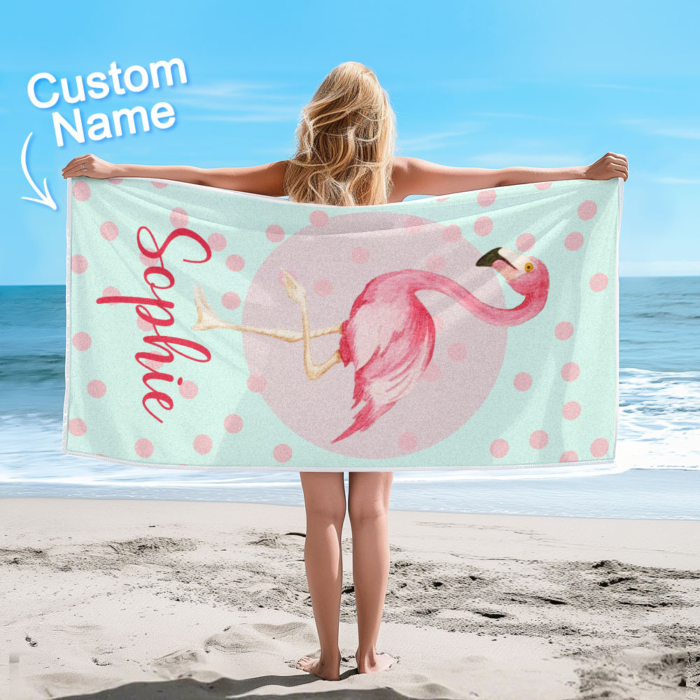 Personalisiertes, Hübsches Flamingo-strandtuch Für Sommer Und Strand, Perfekte Geschenke - dephotoblanket