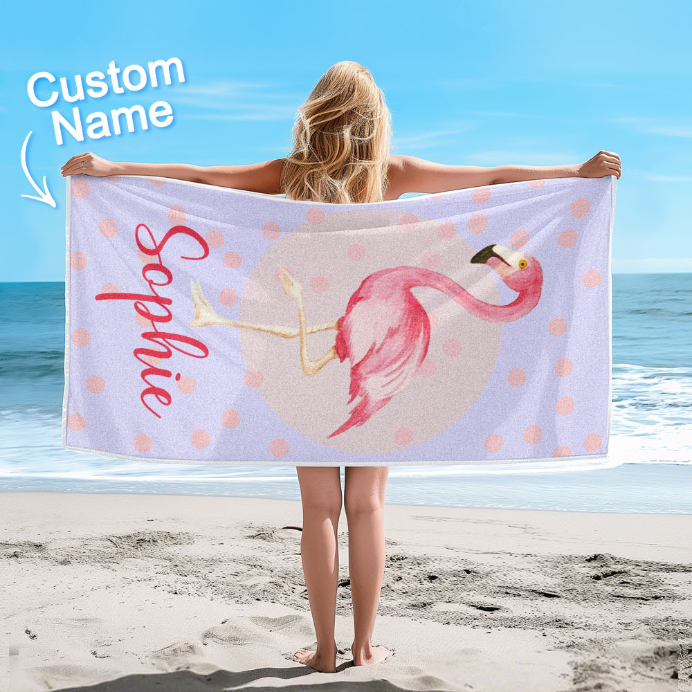 Personalisiertes, Hübsches Flamingo-strandtuch Für Sommer Und Strand, Perfekte Geschenke - dephotoblanket