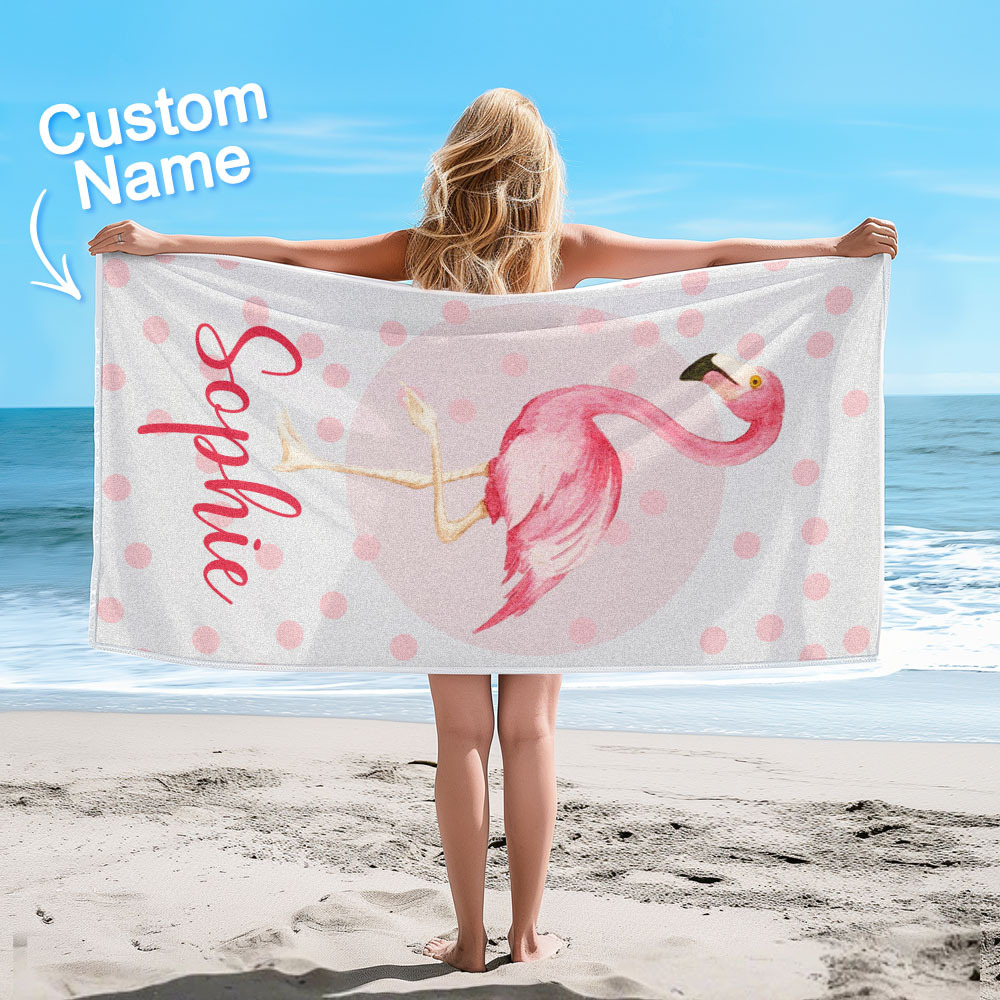 Personalisiertes, Hübsches Flamingo-strandtuch Für Sommer Und Strand, Perfekte Geschenke - dephotoblanket