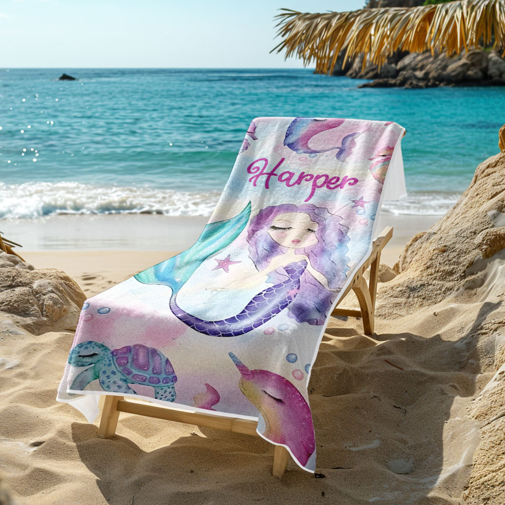 Personalisiertes Schönes Kinder-strandtuch Für Den Sommer, Meerjungfrau-strandtuch - dephotoblanket
