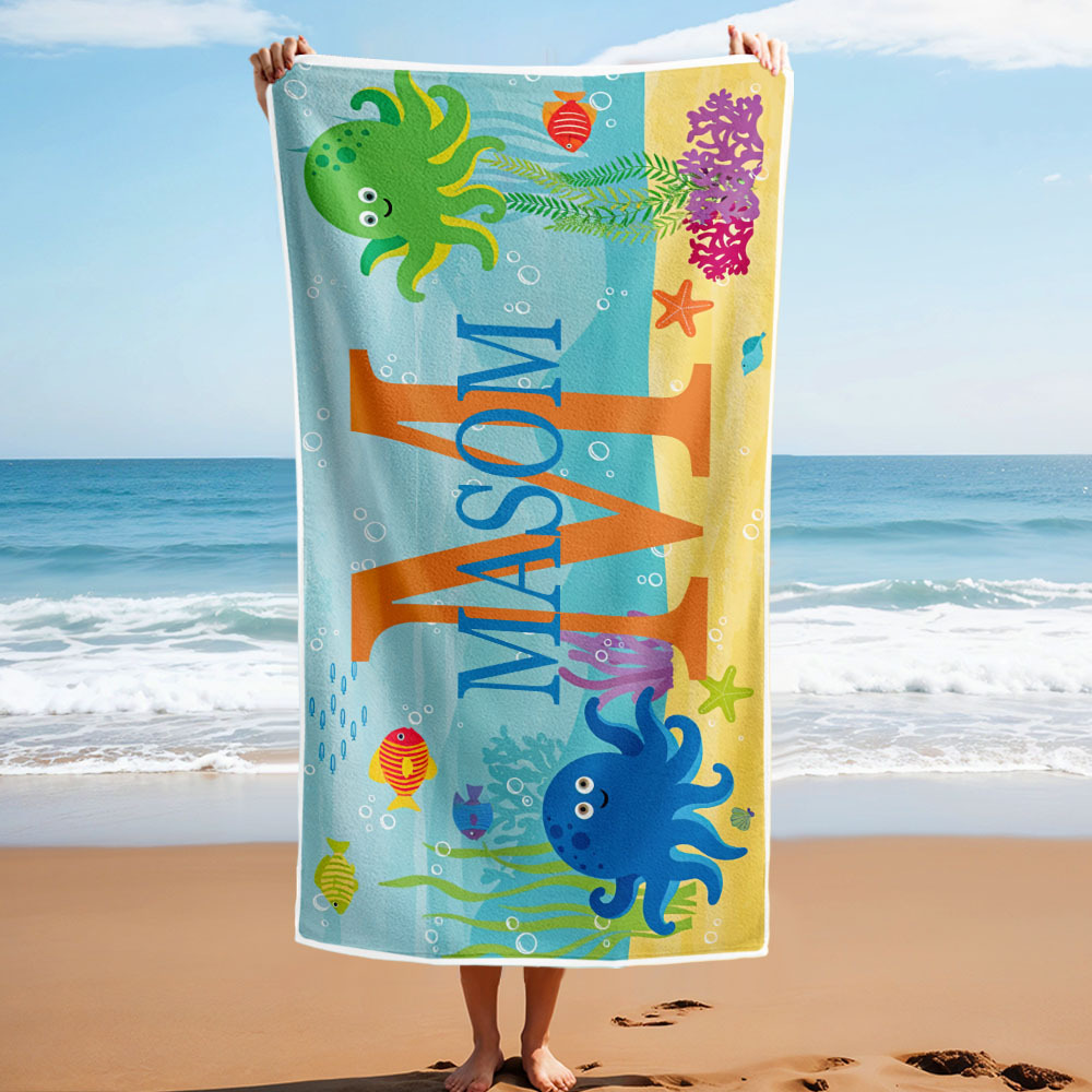 Personalisiertes Schönes Kinder-strandtuch Für Den Sommer, Unterwasserwelt-strandtuch - dephotoblanket