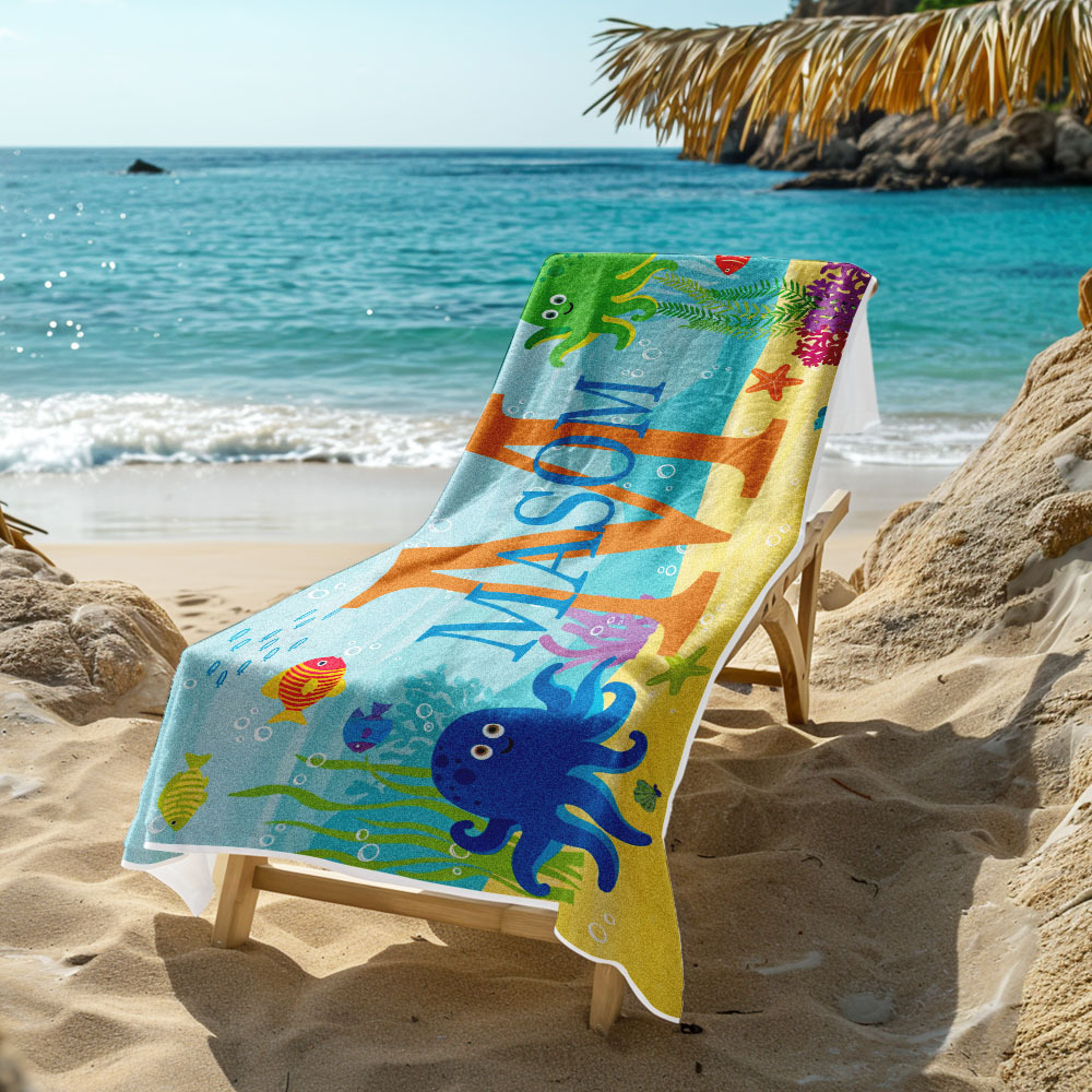 Personalisiertes Schönes Kinder-strandtuch Für Den Sommer, Unterwasserwelt-strandtuch - dephotoblanket