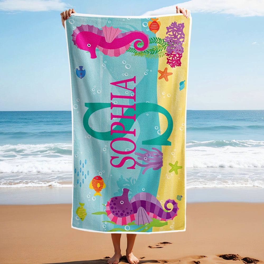 Personalisiertes Schönes Kinder-strandtuch Für Den Sommer, Unterwasserwelt-strandtuch - dephotoblanket